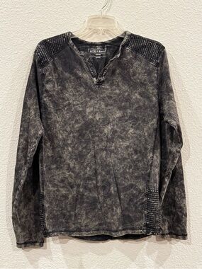 Buckle Black Washed Black Long Sleeve Henley